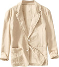 Aniywn Mens Cotton Linen Blazer Jacket Summer Casual Lightweight Blazer Coats Coat with Two Button Pockets for Daily Suits