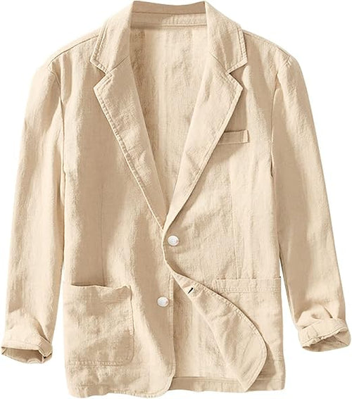 Aniywn Mens Cotton Linen Blazer Jacket Summer Casual Lightweight Blazer Coats Coat with Two Button Pockets for Daily Suits